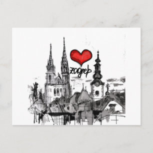 Cartão Postal Eu amo Zagreb