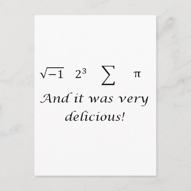 Cartão Postal Eu comi alguma camisa de matemática de torta (Frente)
