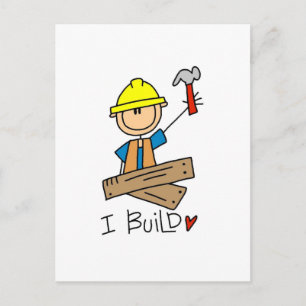 Cartão Postal Eu Construo Camisetas de Carpinteiro de Boneco de 