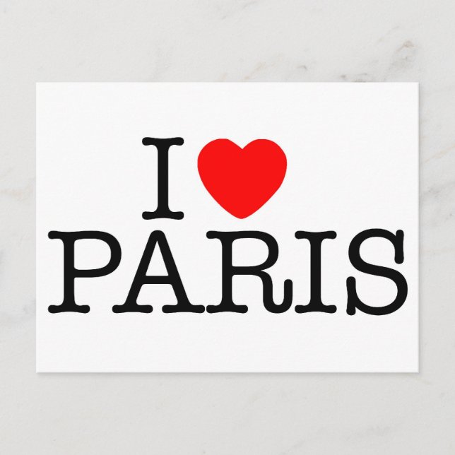 Cartão Postal Eu coração (amor) Paris (Frente)