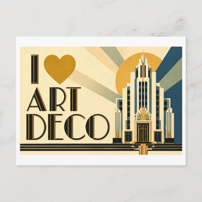 Cartão Postal "Eu [Coração] Art Deco" (Frente)