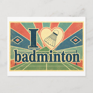 Cartão Postal "Eu [Coração] Badminton"