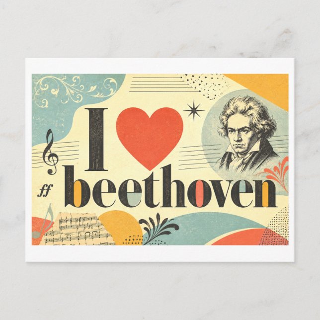 Cartão Postal "Eu [Coração] Beethoven" (Frente)
