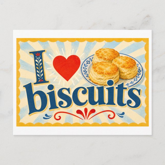 Cartão Postal "Eu [Coração] Biscoitos" (Frente)