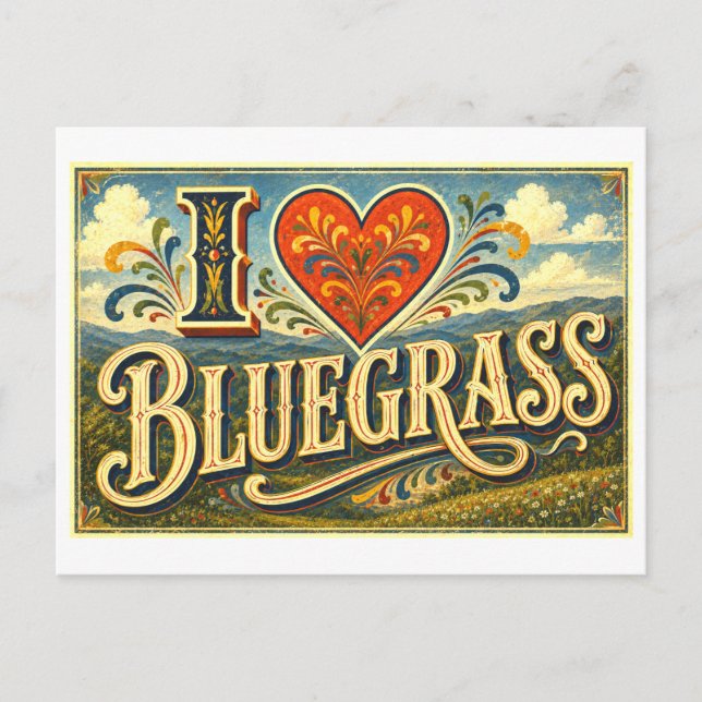 Cartão Postal "Eu [Coração] Bluegrass" (Frente)