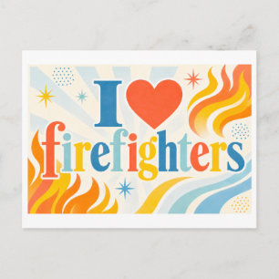 Cartão Postal "Eu [Coração] Bombeiros"