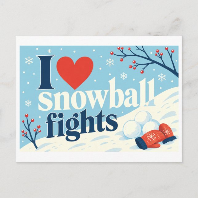 Cartão Postal "Eu [Coração] Brincas de Neve" (Frente)
