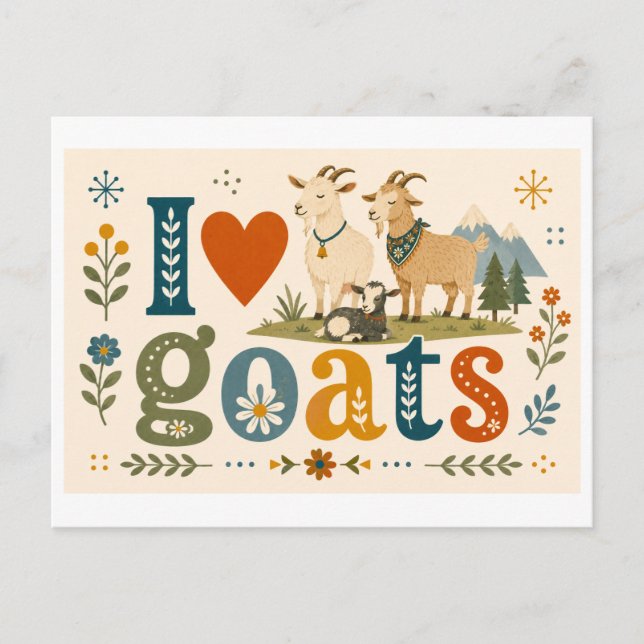 Cartão Postal "Eu [Coração] Cabras" (Frente)