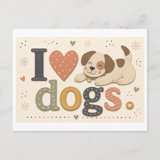 Cartão Postal "Eu [Coração] Cães" (Frente)