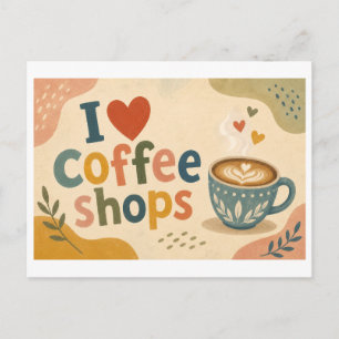 Cartão Postal "Eu [Coração] Cafés"