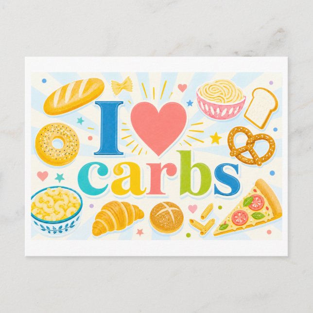 Cartão Postal "Eu [Coração] Carbs" (Frente)