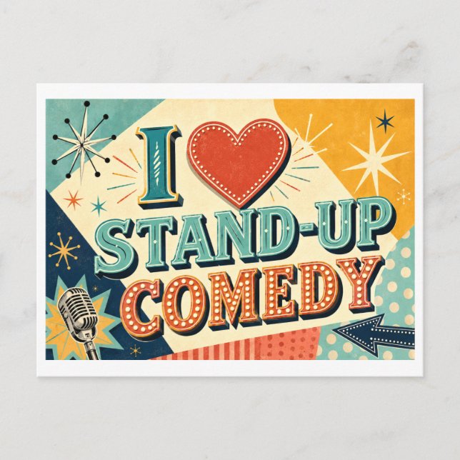 Cartão Postal "Eu [Coração] Comédia Stand-Up" (Frente)