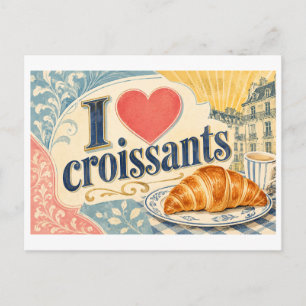 Cartão Postal "Eu [Coração] Croissants"