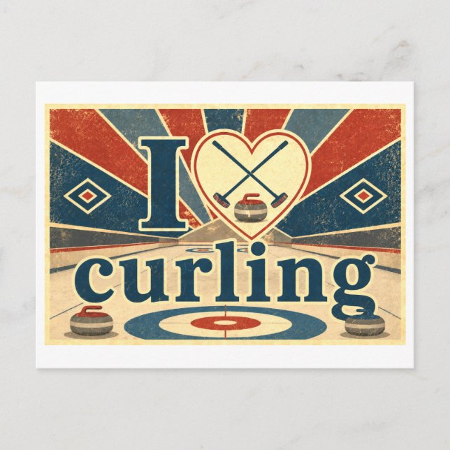 Cartão Postal "Eu [Coração] Curling" (Frente)