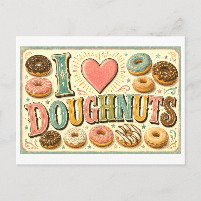 Cartão Postal "Eu [Coração] Donuts" (Frente)