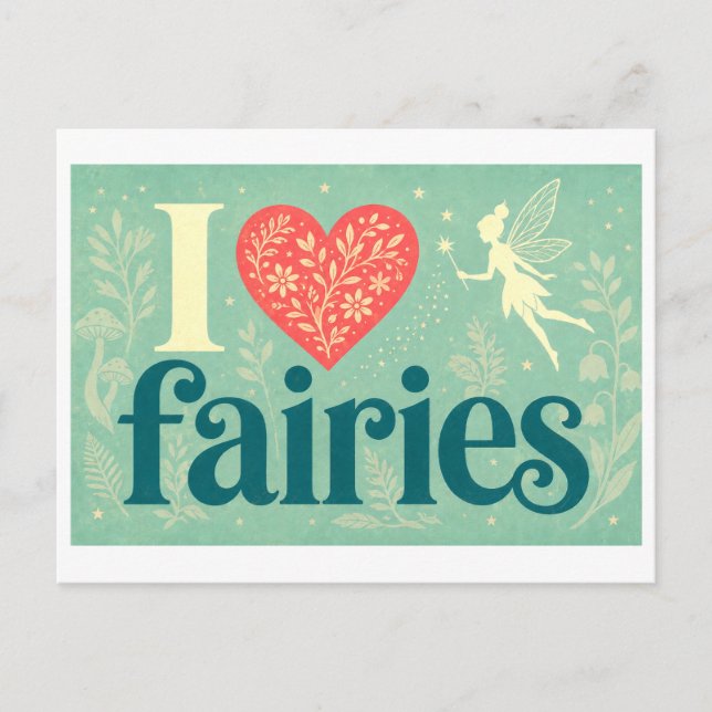 Cartão Postal "Eu [Coração] Fadas" (Frente)