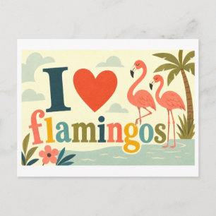 Cartão Postal "Eu [Coração] Flamingos"