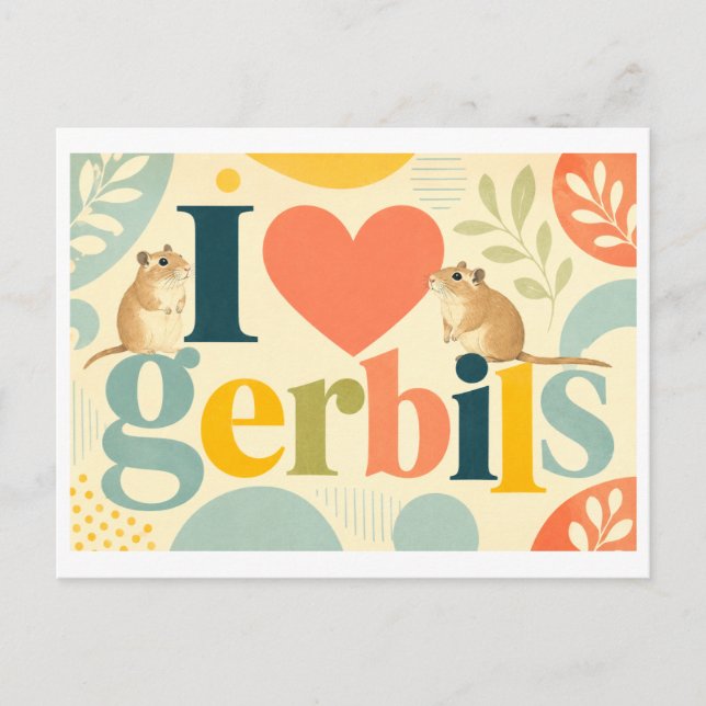 Cartão Postal "Eu [Coração] Gerbils" (Frente)