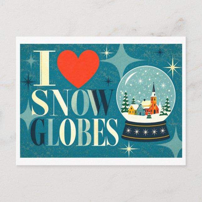 Cartão Postal "Eu [Coração] Globos de Neve" (Frente)