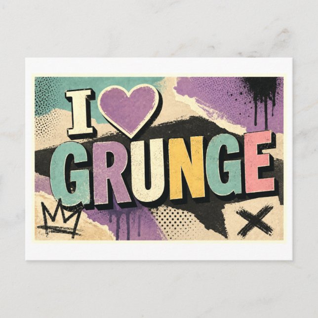 Cartão Postal "Eu [Coração] Grunge" (Frente)