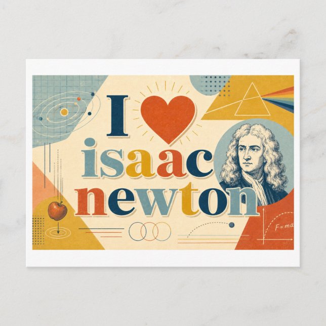 Cartão Postal "Eu [Coração] Isaac Newton" (Frente)