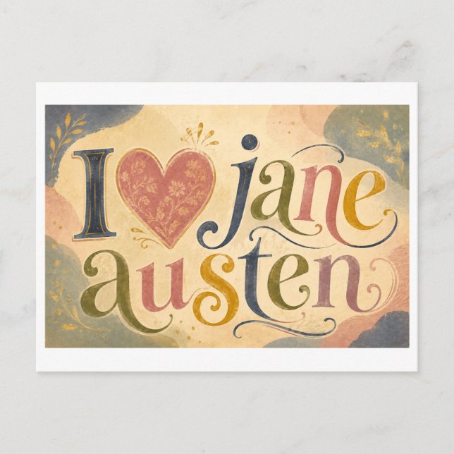 Cartão Postal "Eu [Coração] Jane Austen" (Frente)