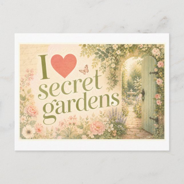 Cartão Postal "Eu [Coração] Jardins Secretos" (Frente)
