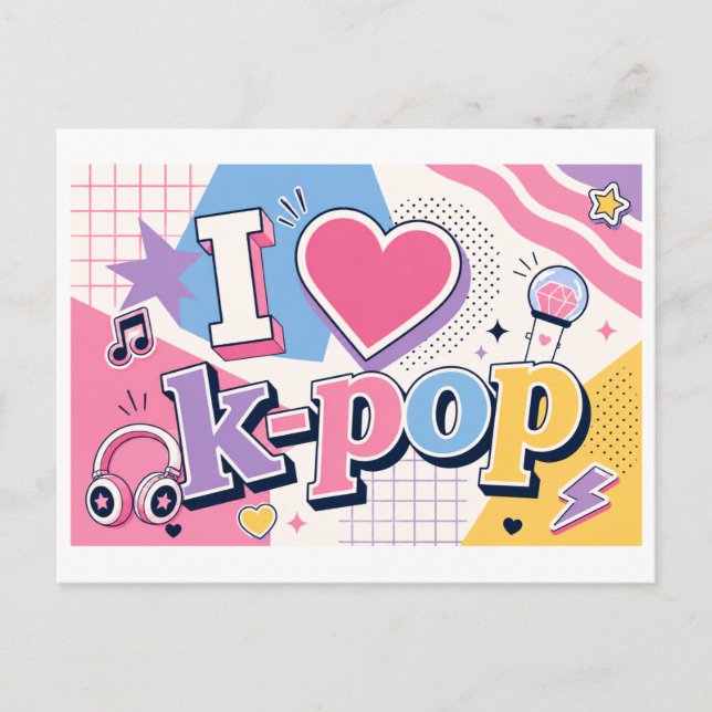Cartão Postal "Eu [Coração] K-Pop" (Frente)