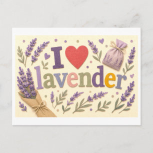 Cartão Postal "Eu [Coração] Lavanda"