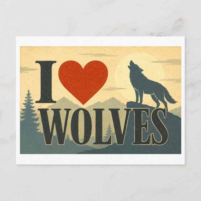 Cartão Postal "Eu [Coração] Lobos" (Frente)