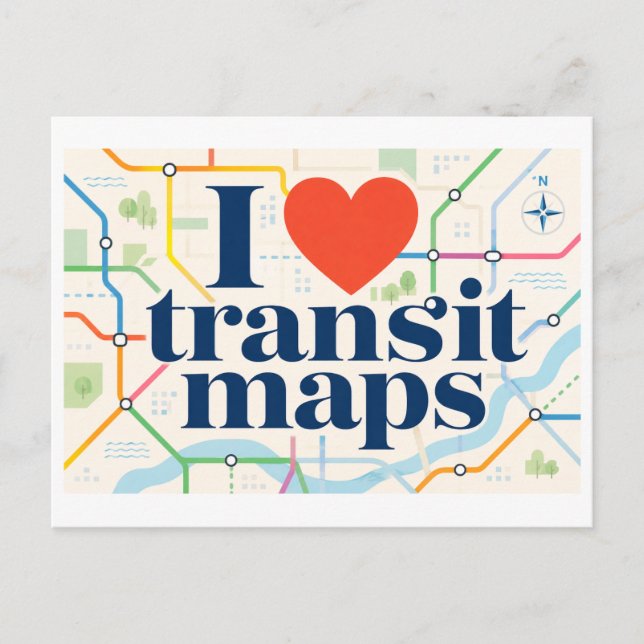 Cartão Postal "Eu [Coração] Mapas de Trânsito" (Frente)