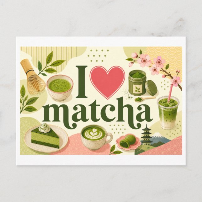 Cartão Postal "Eu [Coração] Matcha" (Frente)