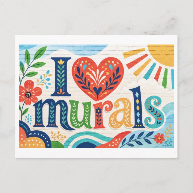Cartão Postal "Eu [Coração] Murais" (Frente)