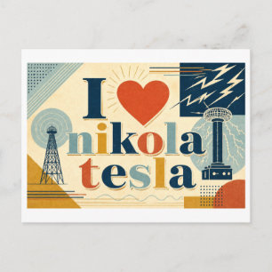 Cartão Postal "Eu [Coração] Nikola Tesla"