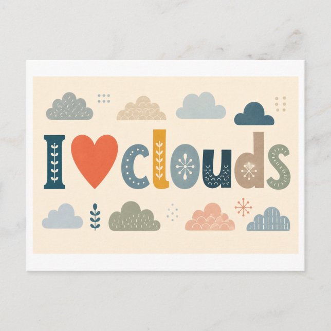 Cartão Postal "Eu [Coração] Nuvens" (Frente)