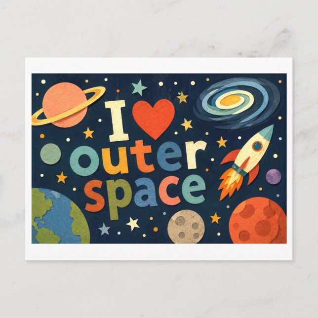Cartão Postal "Eu [Coração] o Espaço Exterior" (Frente)