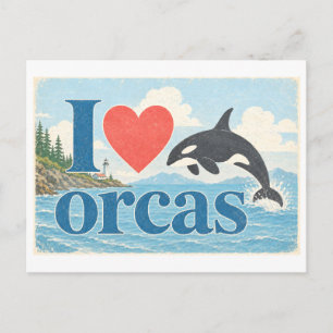 Cartão Postal "Eu [Coração] Orcas"