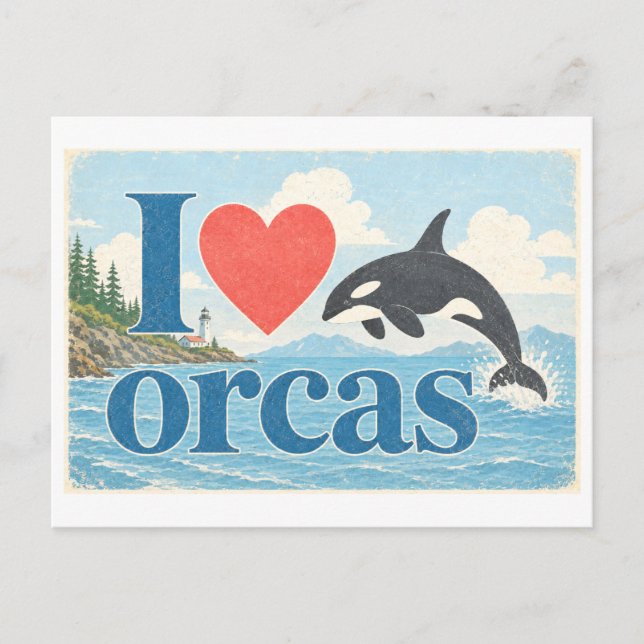 Cartão Postal "Eu [Coração] Orcas" (Frente)