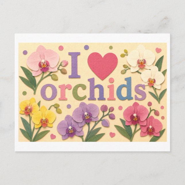 Cartão Postal "Eu [Coração] Orquídeas" (Frente)