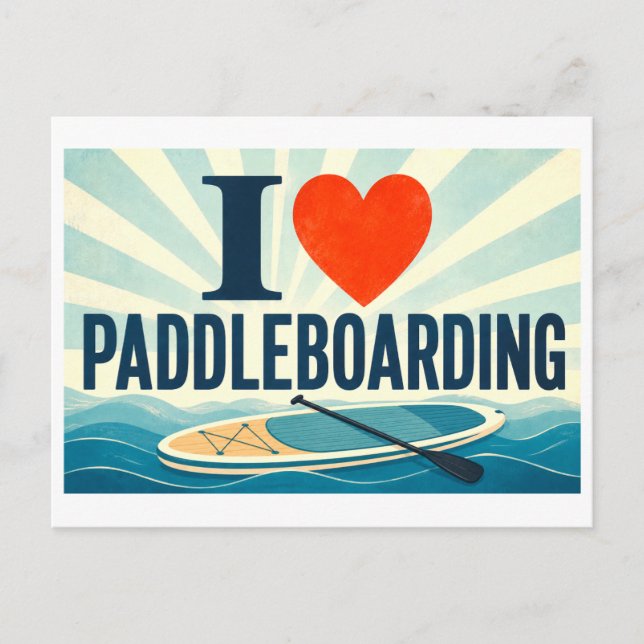 Cartão Postal "Eu [Coração] Paddleboarding" (Frente)