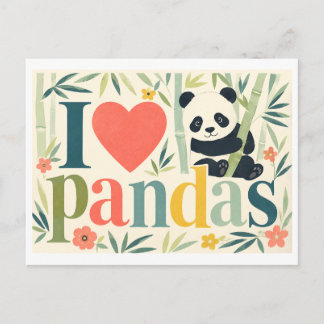Cartão Postal "Eu [Coração] Pandas"