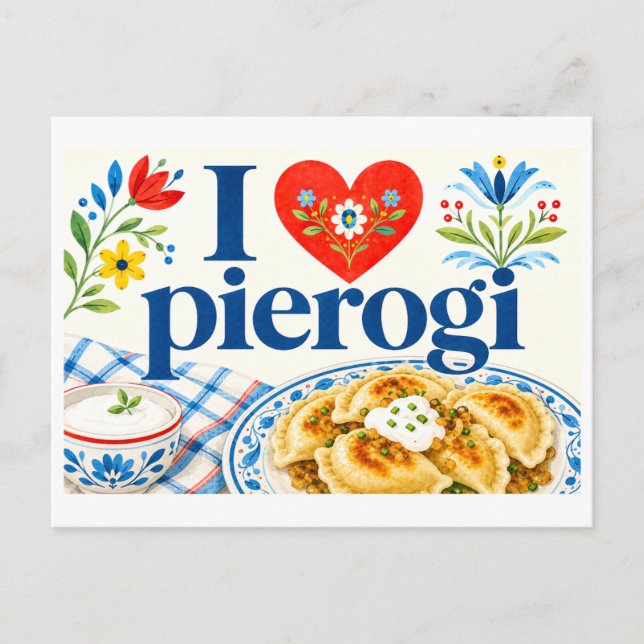 Cartão Postal "Eu [Coração] Pierogi" (Frente)