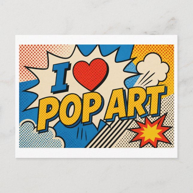 Cartão Postal "Eu [Coração] Pop Art" (Frente)