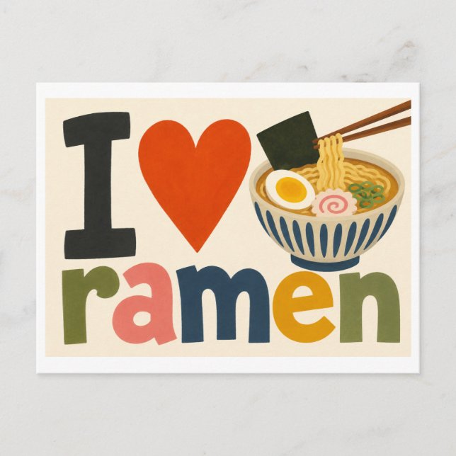 Cartão Postal "Eu [Coração] Ramen" (Frente)
