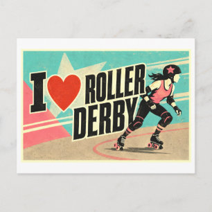 Cartão Postal "Eu [Coração] Roller Derby"