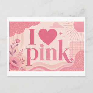 Cartão Postal "Eu [Coração] Rosa"