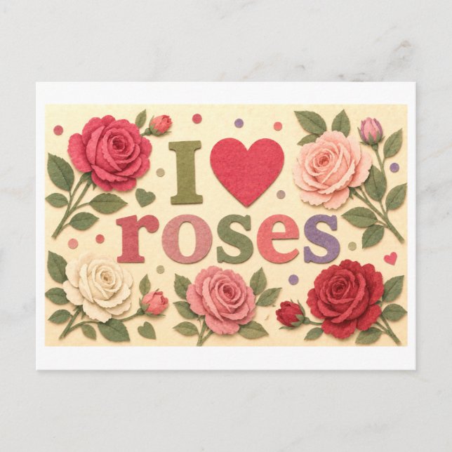 Cartão Postal "Eu [Coração] Rosas" (Frente)