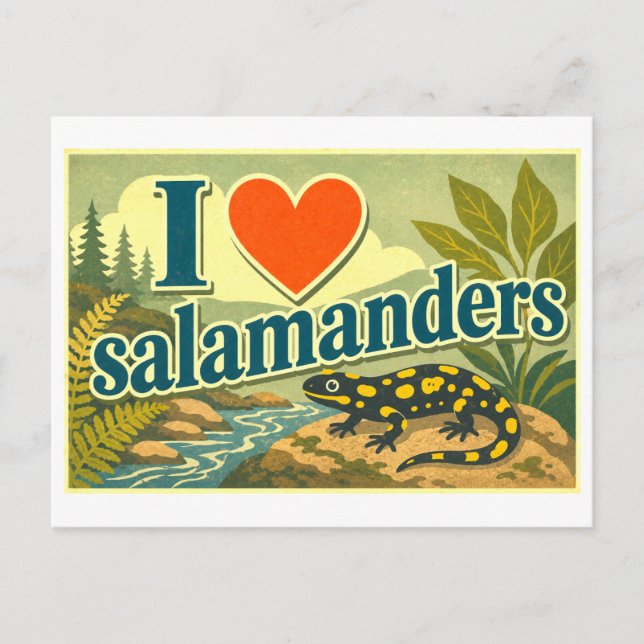 Cartão Postal "Eu [Coração] Salamandras" (Frente)
