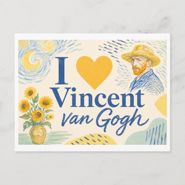 Cartão Postal "Eu [Coração] Vincent van Gogh" (Frente)