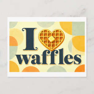 Cartão Postal "Eu [Coração] Waffles"